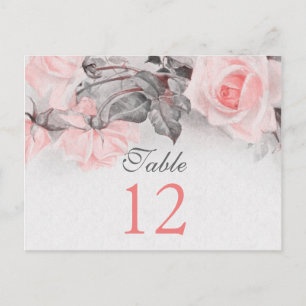 Tarjetas de mesa de Boda rosa rosado de Rubor anti