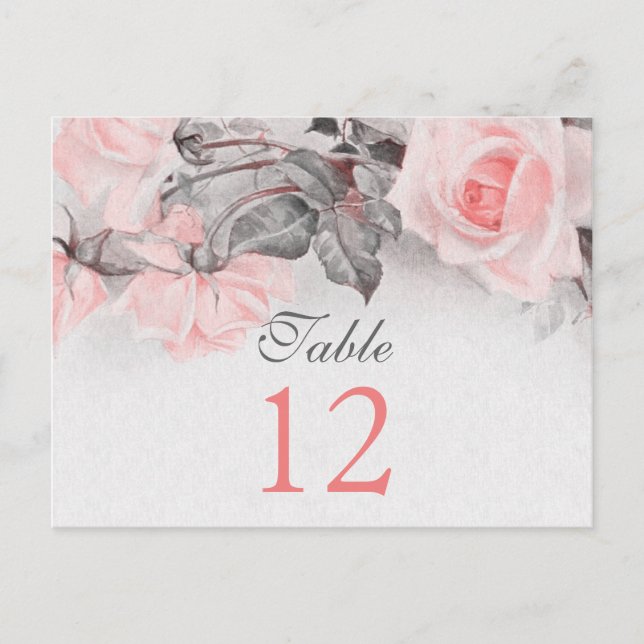 Tarjetas de mesa de Boda rosa rosado de Rubor anti (Anverso)