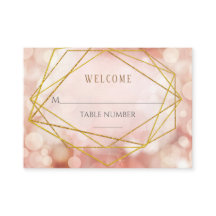 Tarjetas de mesa de Boda rosado geométrico Boket