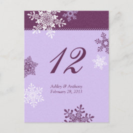 Tarjetas de mesa de bodas de invierno con copo de 