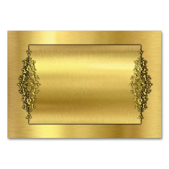Tarjetas de mesa de bodas elegantes, oro (Anverso)