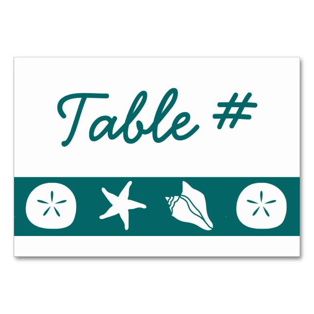 Tarjetas de mesa de conchas marinas de verano en a (Anverso)