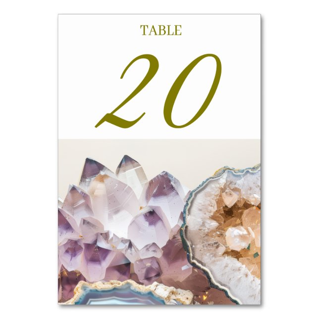 Tarjetas de mesa de cristal de geoda para boda (Anverso)