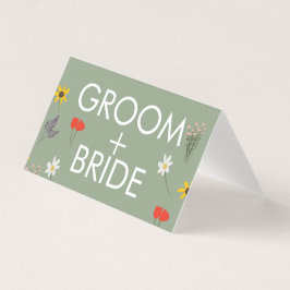 Tarjetas de mesa de día de boda de flores silvestr