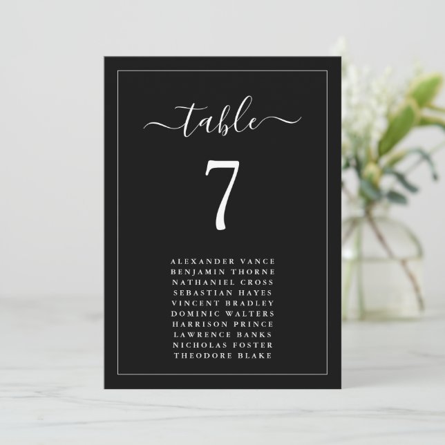 Tarjetas de mesa de gráfico de asientos de boda mi (Anverso de pie)