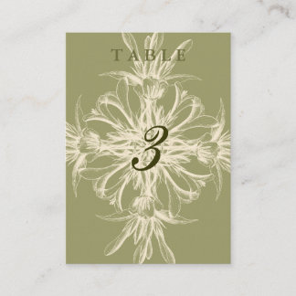 Tarjetas de mesa de huéspedes con flores de oliva