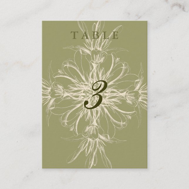 Tarjetas de mesa de huéspedes con flores de oliva  (Anverso)