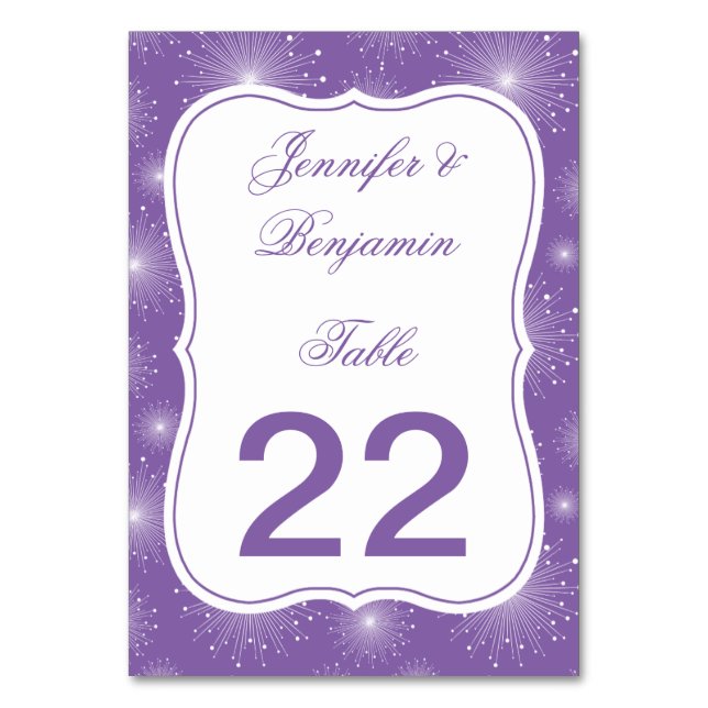 Tarjetas de mesa de inicio violetas blancas con rá (Anverso)