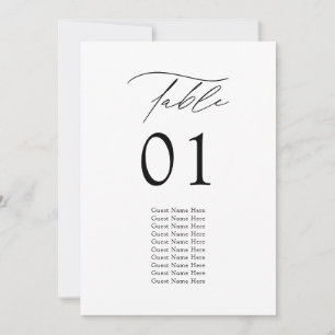 Tarjetas de mesa de la mesa de bodas modernas y el