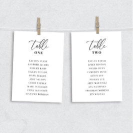 Tarjetas de mesa de la mesa de bodas modernas y el