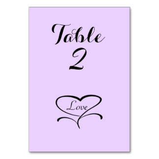 Tarjetas de mesa de Love Heart Lavendar