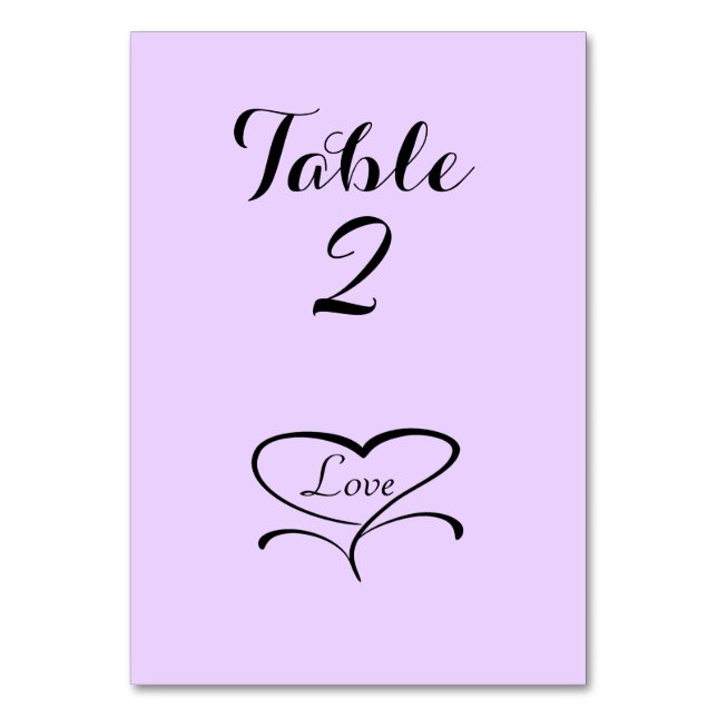 Tarjetas de mesa de Love Heart Lavendar (Reverso)