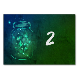 Tarjetas de mesa de luciérnagas en frascos Greenle