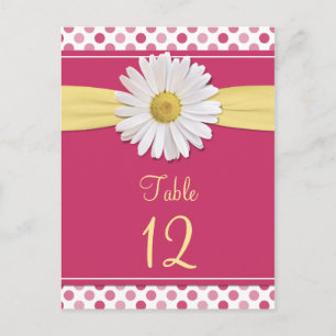 Tarjetas de mesa de margarita de poliéster rosado