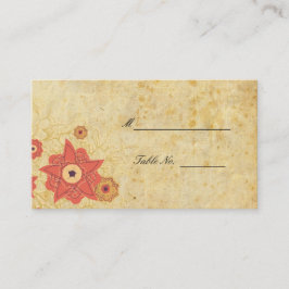Tarjetas de mesa de recepción de boda floral vinta