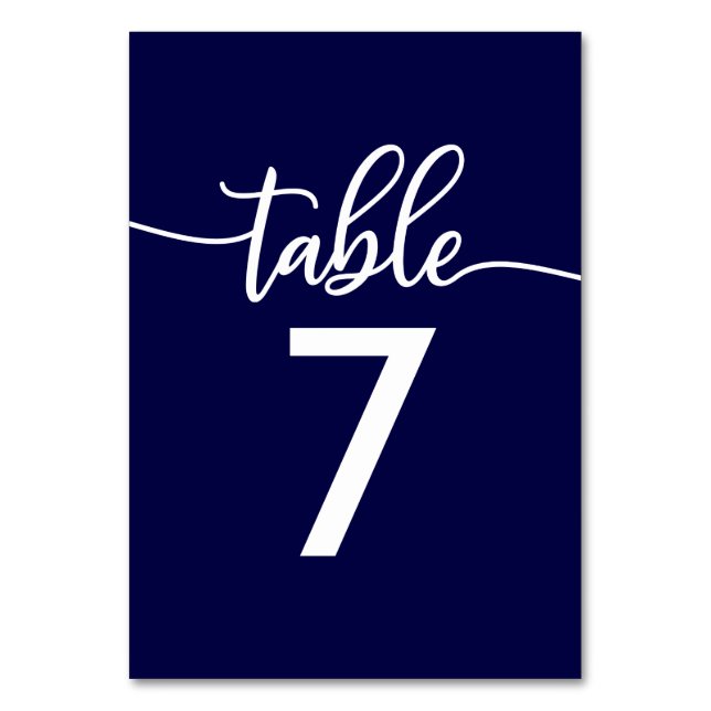 Tarjetas de mesa | Elegante Boda Azul de la Marina (Anverso)
