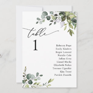 Tarjetas de mesa elegantes de Boda de la zona verd