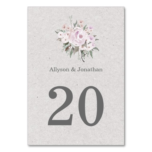 Tarjetas de mesa Lavanda Rosa Verde Sage | (Anverso)