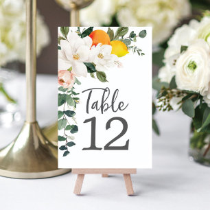 Tarjetas de mesa Magnolia Citrus Números de tabla 