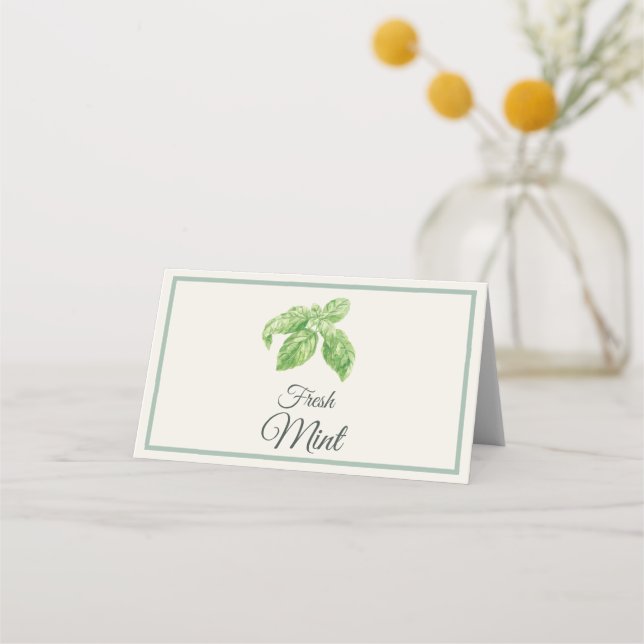 Tarjetas de mesa para bar de Mimosa de menta fresc (Anverso)