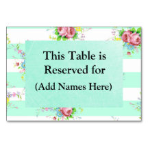 Tarjetas de Mesa para Boda Floral Verde Menta Rosa