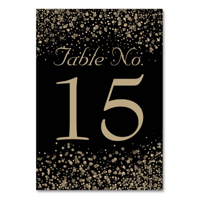 Tarjetas de mesa para bodas | Champagne Gold Confe (Anverso)