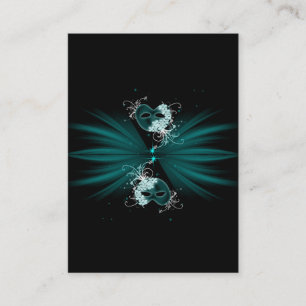 Tarjetas de mesa para fiesta de disfraz azul turqu