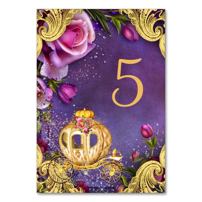 Tarjetas de mesa para fiesta de princesa (Anverso)
