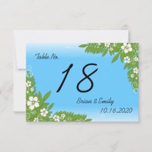 Tarjetas de mesa personalizadas de hibisco azul pa