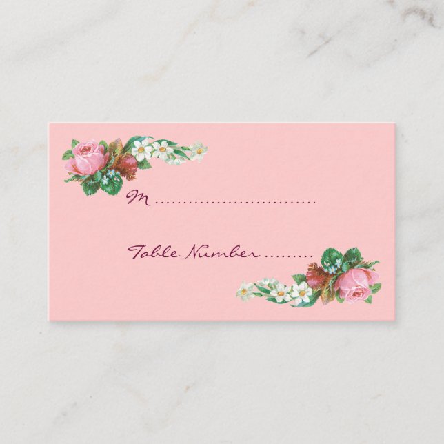 Tarjetas de mesa Personalizado Vintage Rosebud y D (Anverso)