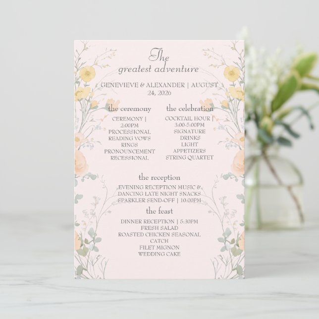 Tarjetas de mesa plegadas de flores silvestres de  (Anverso de pie)