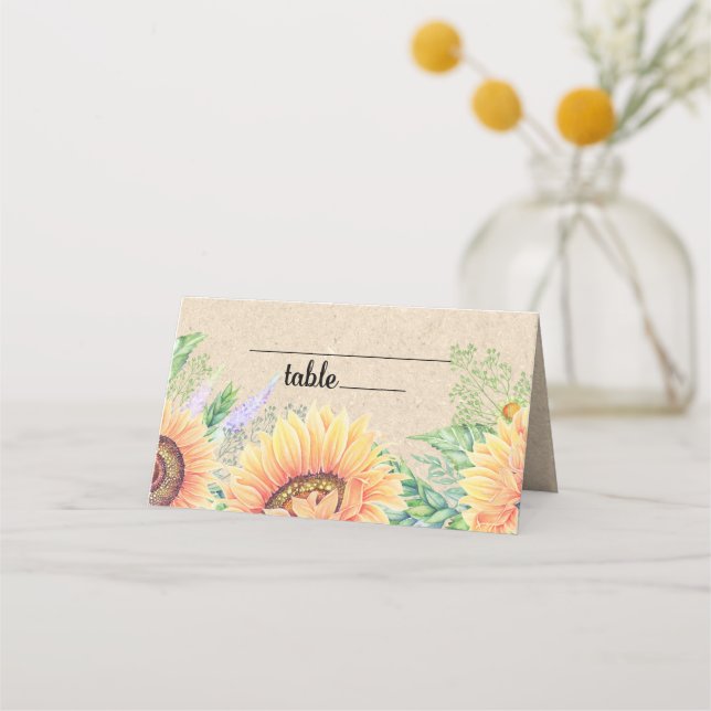 Tarjetas de mesa rusas para Bodas de girasoles (Anverso)