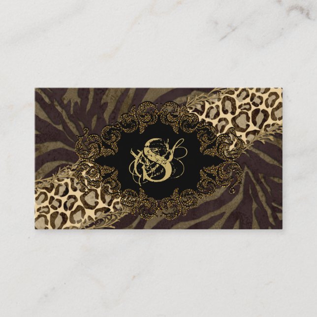 Tarjetas de Moda Business Cards Animal Zebra Ante  (Anverso)