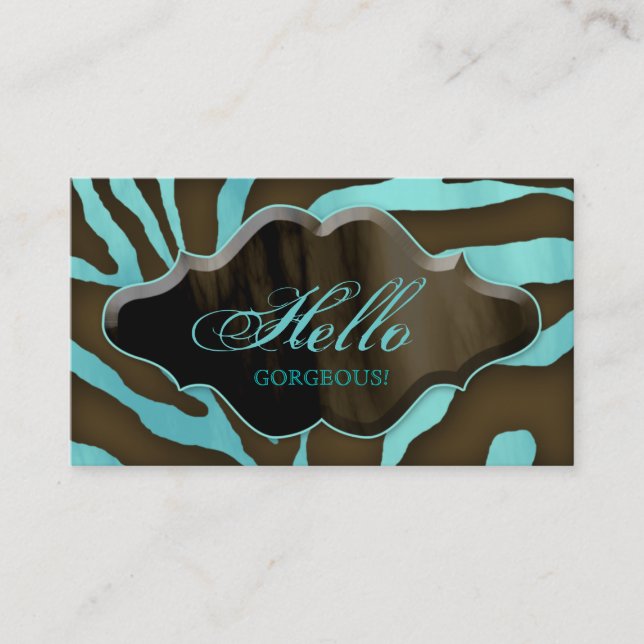 Tarjetas de Moda Business Cards Animal Zebra Blue (Anverso)