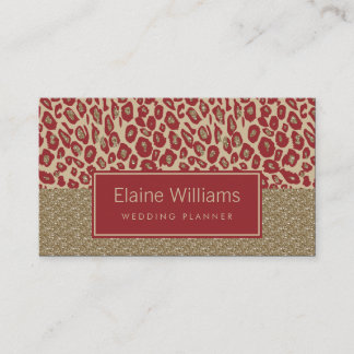 Tarjetas de moda de impresión Leopardo rojo oro pu