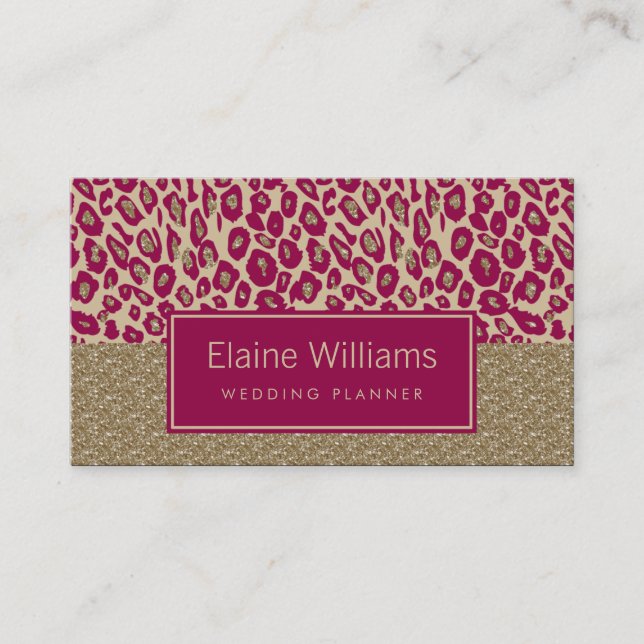 Tarjetas de moda de impresión Leopardo rosa dorado (Anverso)