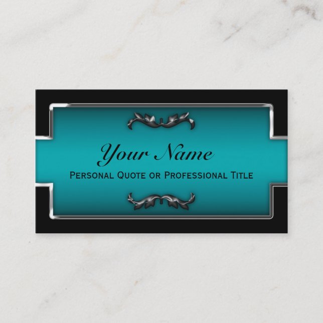 Tarjetas de moda para empresas metálicas negras y  (Anverso)