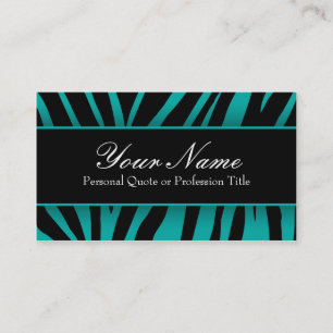 Tarjetas de moda Verde azuladas y Black Zebra Stri