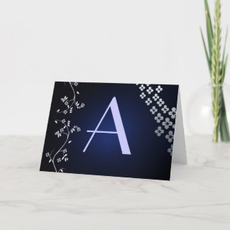 Tarjetas de monograma azul oscuro