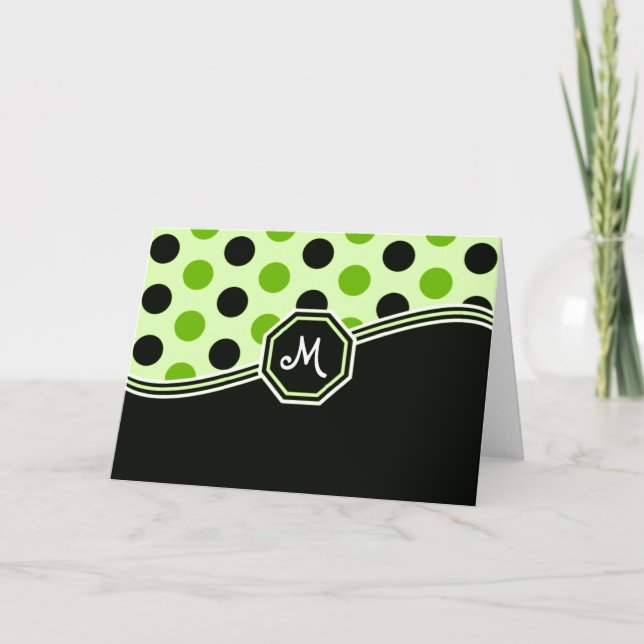 Tarjetas de Monograma Black & Lime Green (Anverso)