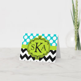 Tarjetas de Monograma Polka Dot Chevron