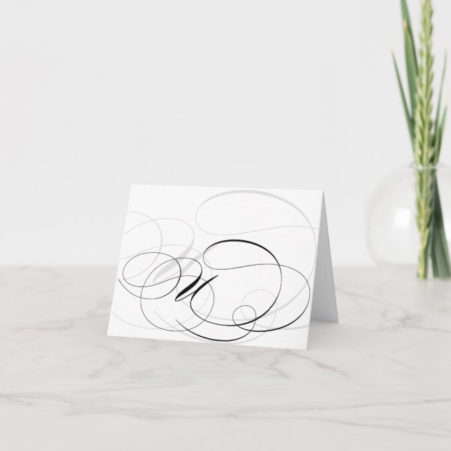 Tarjetas de Monograma U iniciales de caligrafía en (Anverso)