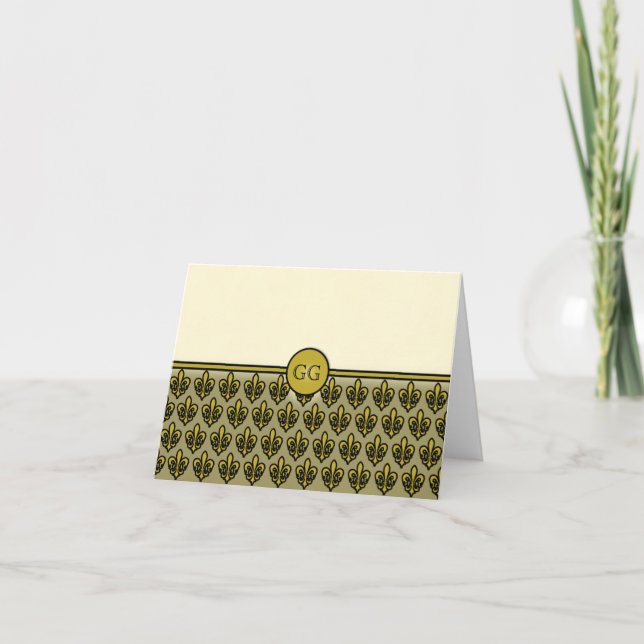 Tarjetas de Monogrammable de la flor de lis de la (Anverso)