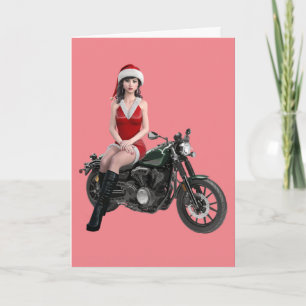 TARJETAS DE MOTOCICLETA DE CHICA MOTERA DE NAVIDAD