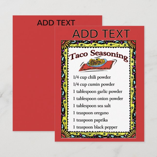 Tarjetas de navegación de Taco, añadir texto (Anverso / Reverso)
