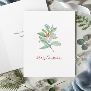 Tarjetas de Navidad Acuarela Botánica Bayas