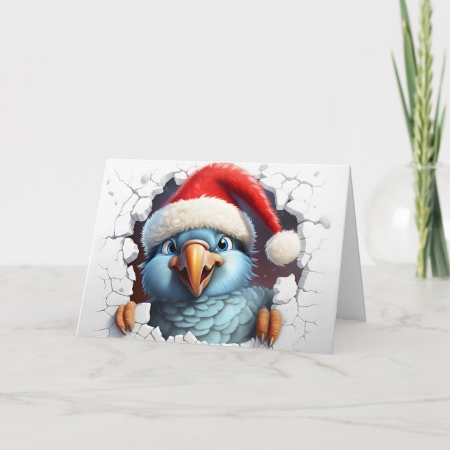 Tarjetas de Navidad Animales de Navidad Lorito 3D (Anverso)