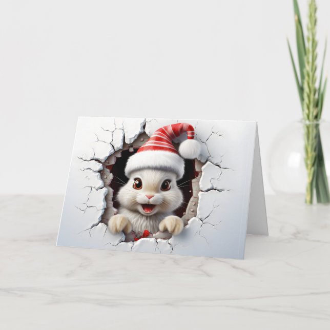 Tarjetas de Navidad Animales Lindos Bebé Conejo 3D (Anverso)