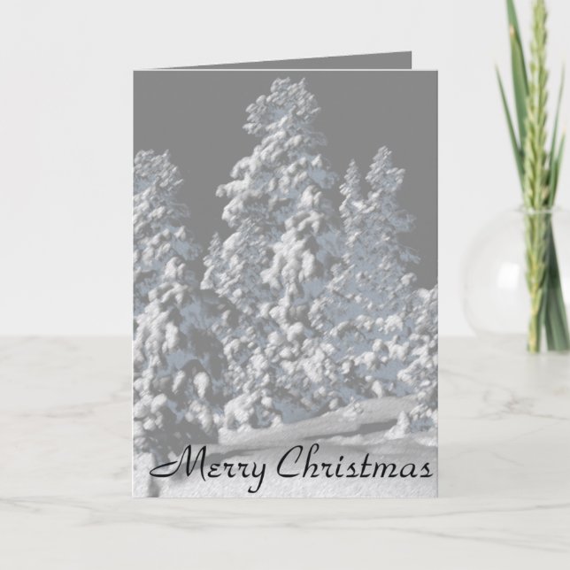Tarjetas de navidad - Árboles con nieve plateados (Anverso)
