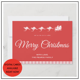 Tarjetas de navidad australia Santa sleigh Kangaro